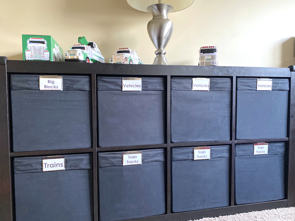 organization bins with label clips
