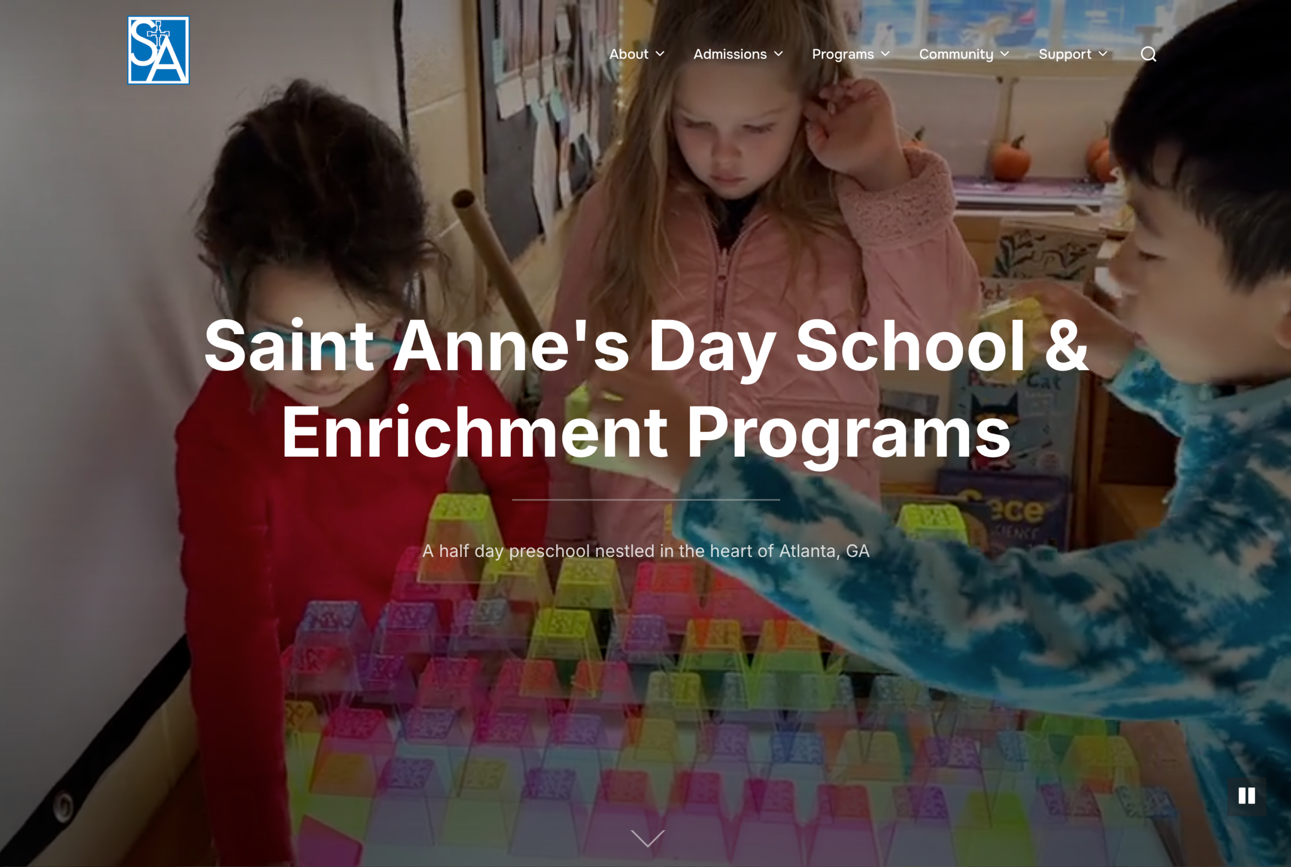 screenshot of Saint Anne's website