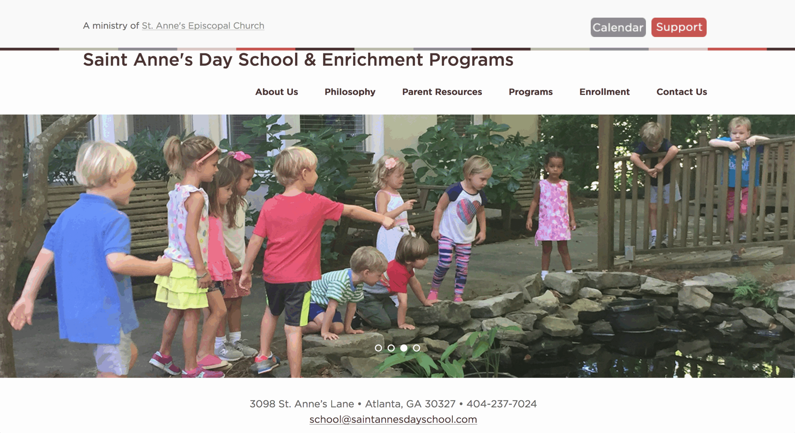 screenshot of second iteration Saint Anne's website