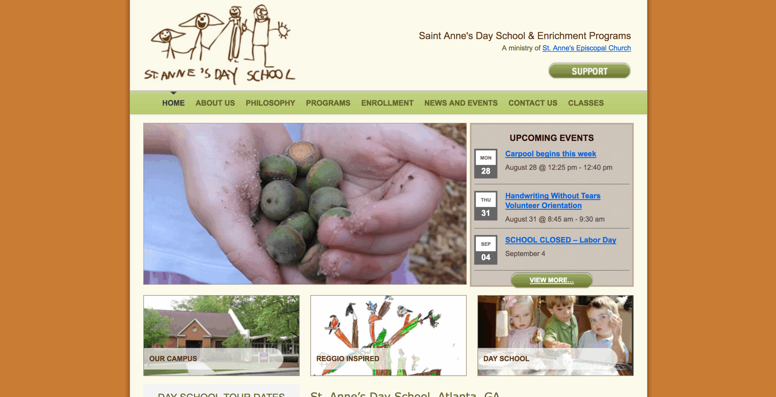 screenshot of first Saint Anne's website