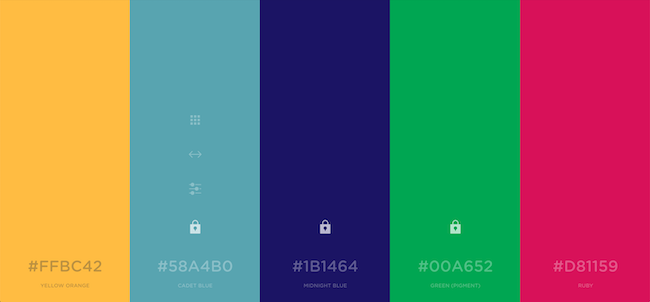 5 colors side by side as a color palette