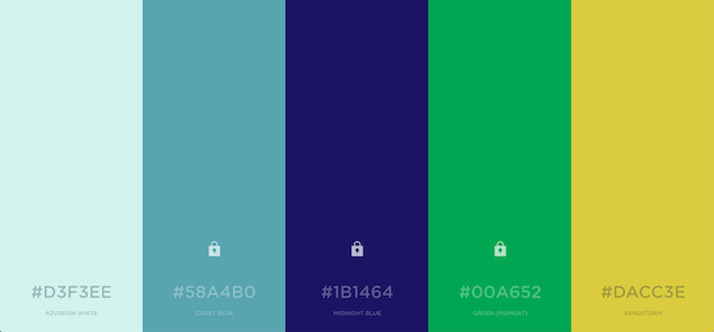 5 colors side by side as a color palette