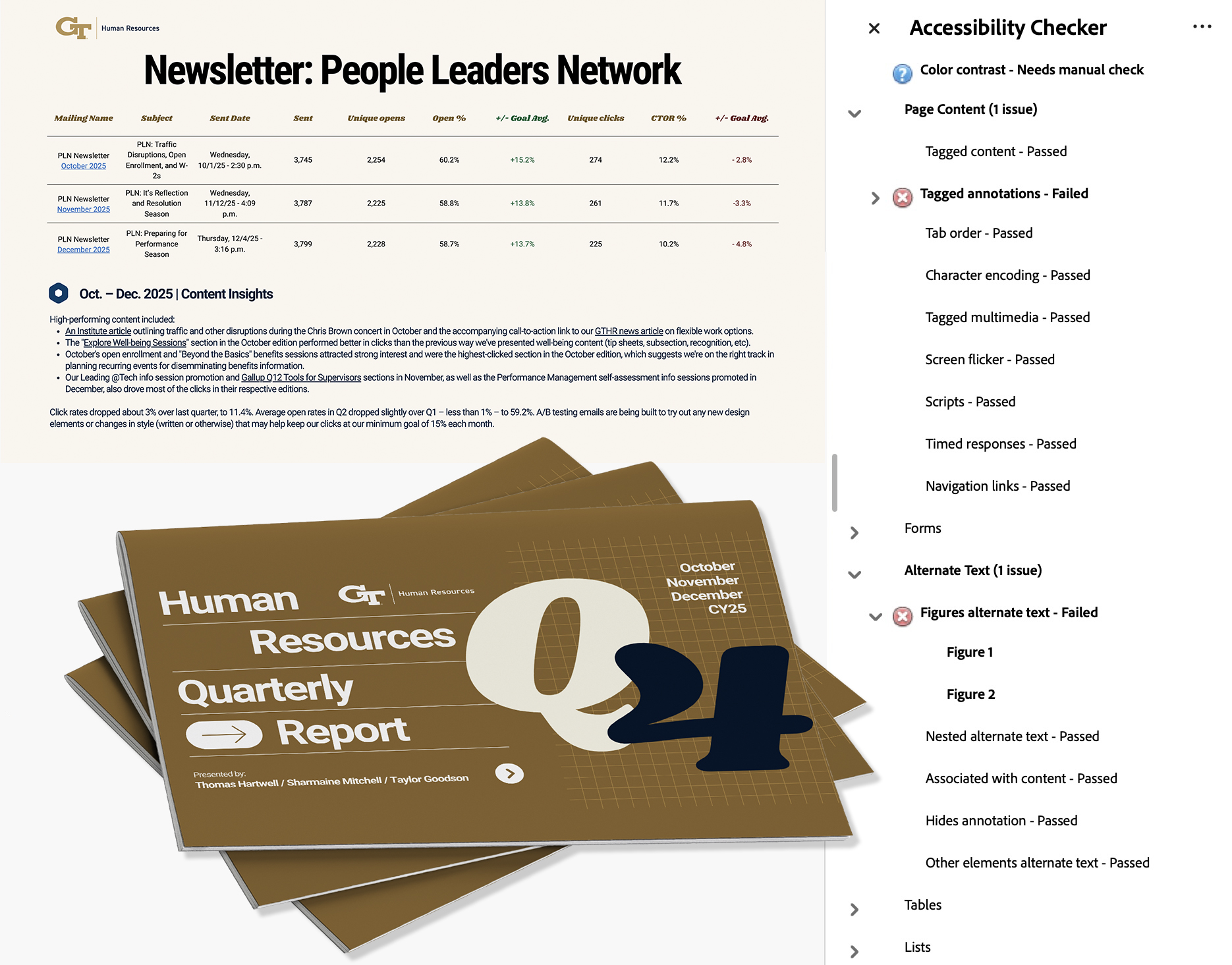 screenshot of document in Adobe Acrobat with Accessibility Checker interface on the side
